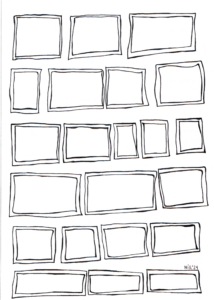 MIR T-Shirt-Motiv - ein grafisches Motiv in schwarz - rechteckige anmutende Bilderrahmen