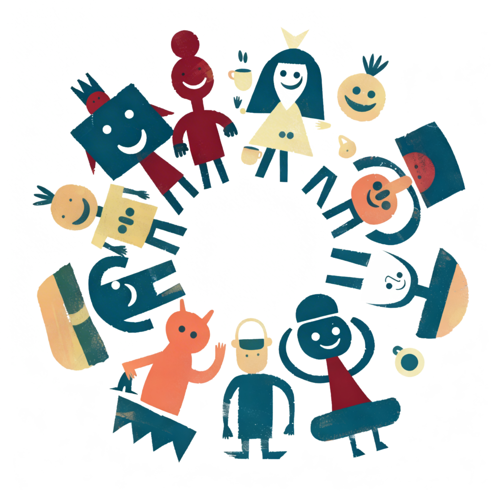 Illustration eines Freundeskreises im Be.Nice-Stil