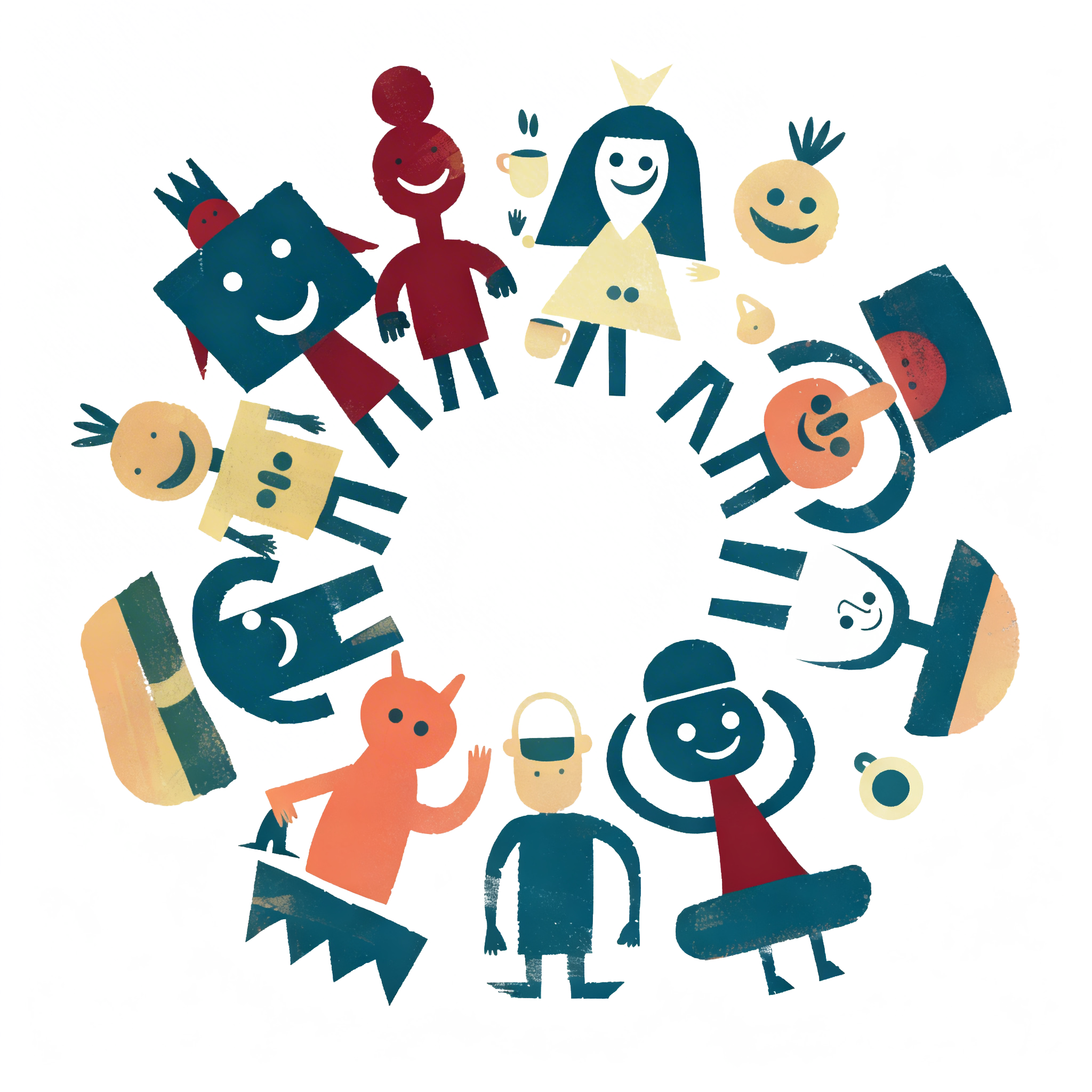 Illustration eines Freundeskreises im Be.Nice-Stil