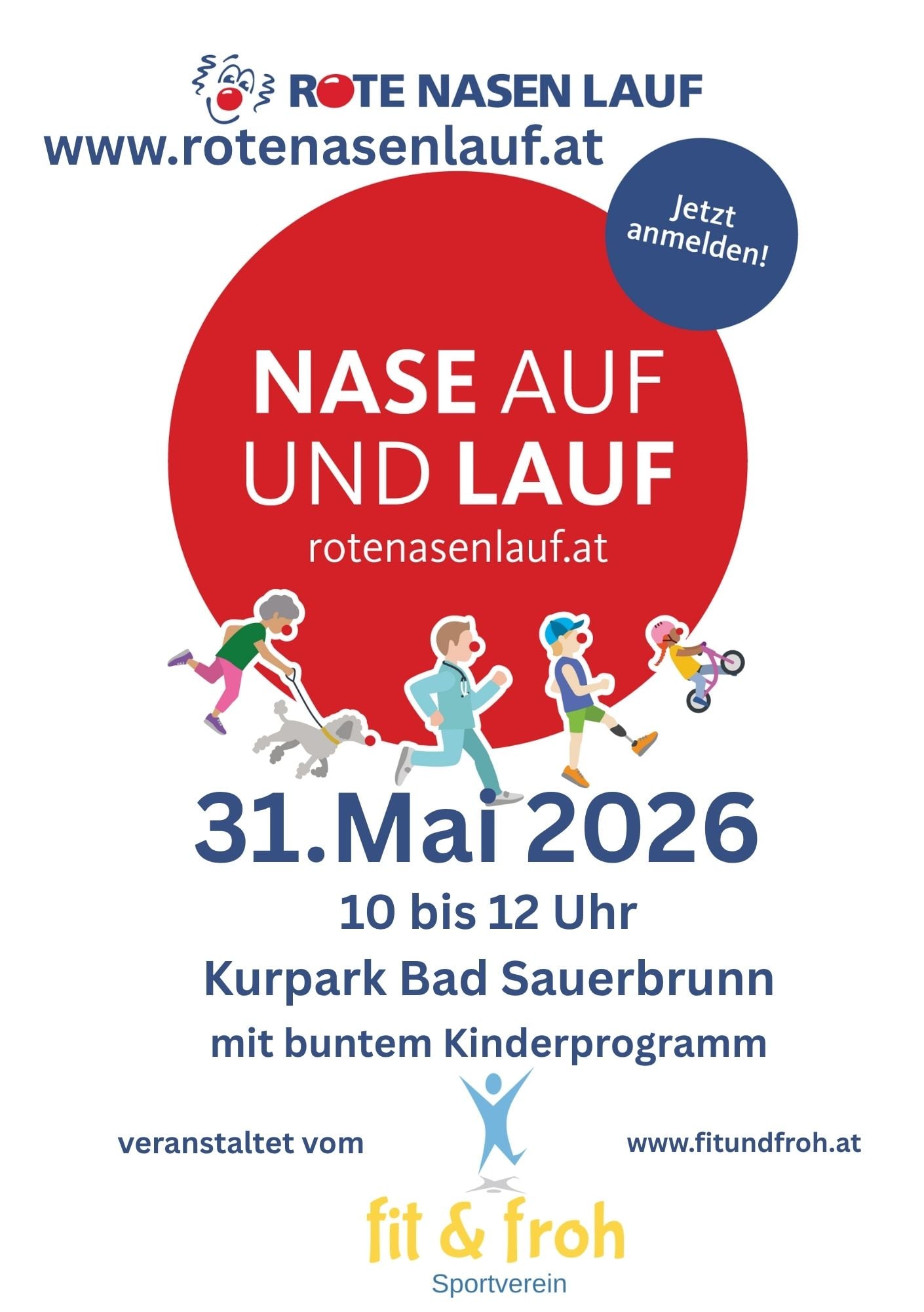 Be.Nice. Plakat Roter Nasen Lauf 2026 Bad Sauerbrunn
