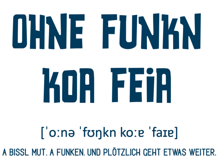 Mundart-Motiv der Marke OstSeele im Be Nice Shop "Ohne Funkn koa Feia"